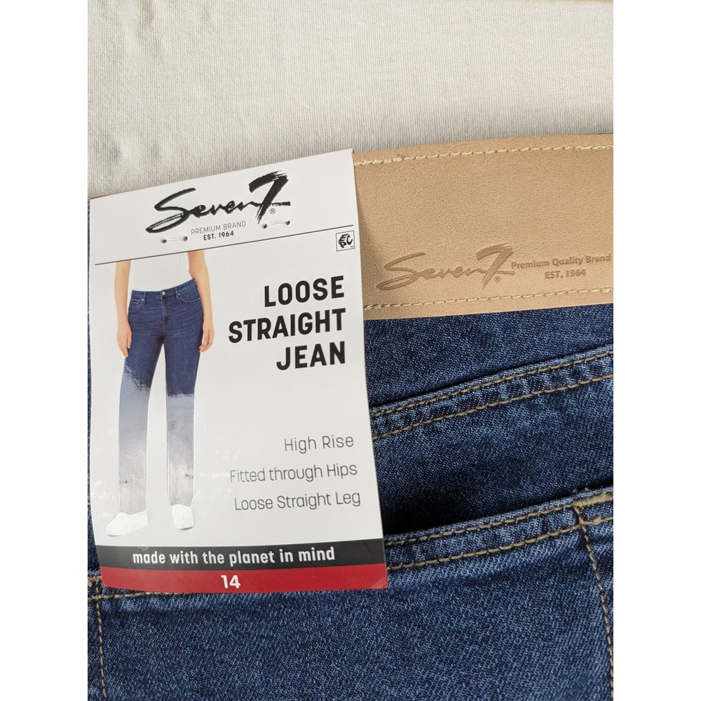 Seven7 Women's Blue Wash Loose Fit Cropped Jeans Size 14 - Picture 9 of 13